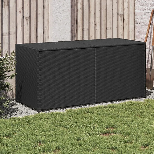 vidaXL Boîte de rangement de jardin noir 283L résine tressée