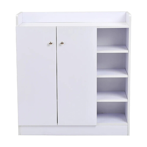 Homcom Armoire / etagere / meuble a chaussures tres pratique en panneaux de particules blanc