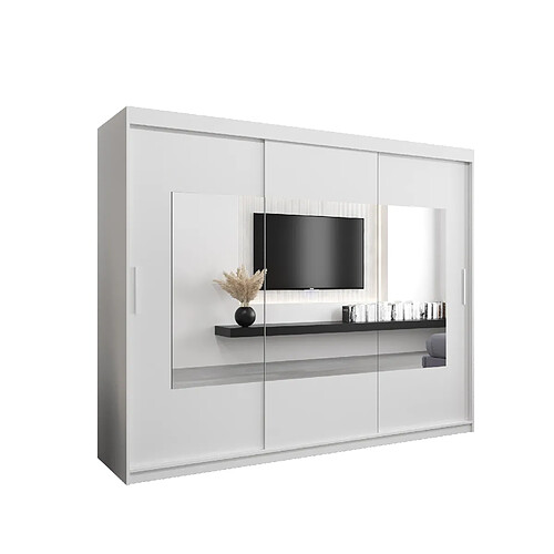 Abiks Meble Armoire Torino à portes coulissantes 200/250/62 3 portes (blanc/blanc)