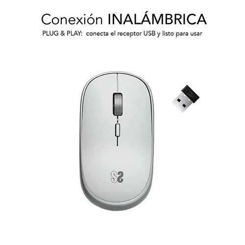 Ratón Inalámbrico Subblim Wireless Mini/ Hasta 1600 DPI/ Plata