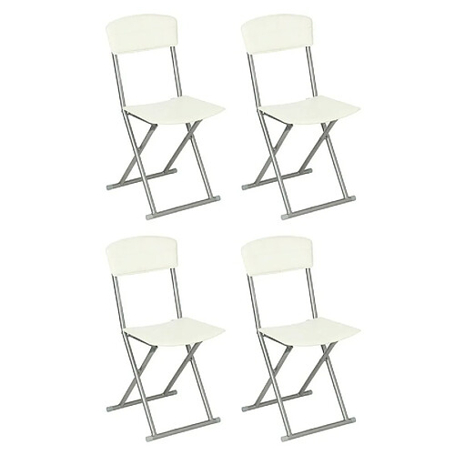 Lot de 4 Chaises Pliantes Assise 83cm Blanc