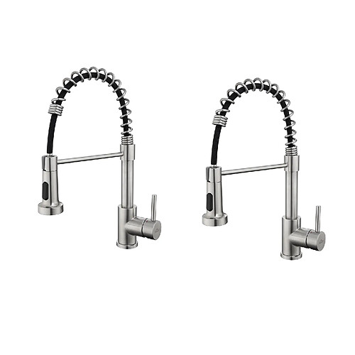 2PCS AURALUM MAX Mitigeur Cuisine à Ressort Spiralé avec 2 Fonctions Douchette Robinet d'évier Rotatif 360° en Inox 304 pour Cuisine, Brossé