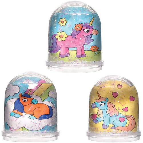 Baker Ross Kits de Boule à Neige Licorne à colorier (boîte de 4) - Loisirs créatifs pour Enfants, AT316