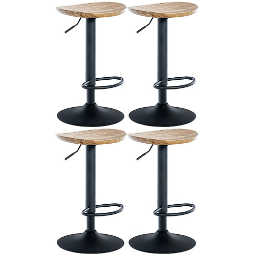 Decoshop26 Lot de 4 tabourets de bar pivotant avec repose-pieds assise en bois pieds en métal noir 10_0004518