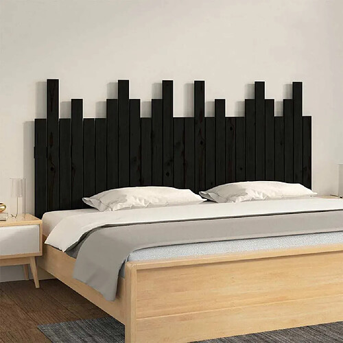 Maison Chic Tête de lit scandinave pour lit adulte,Meuble de chambre murale Noir 166x3x80 cm Bois massif de pin -MN56332