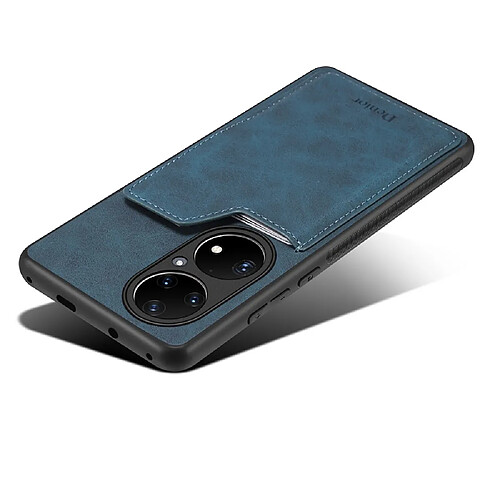 Coque en TPU + PU porte-carte bord antidérapant, hybride bleu pour votre Huawei P50 Pro