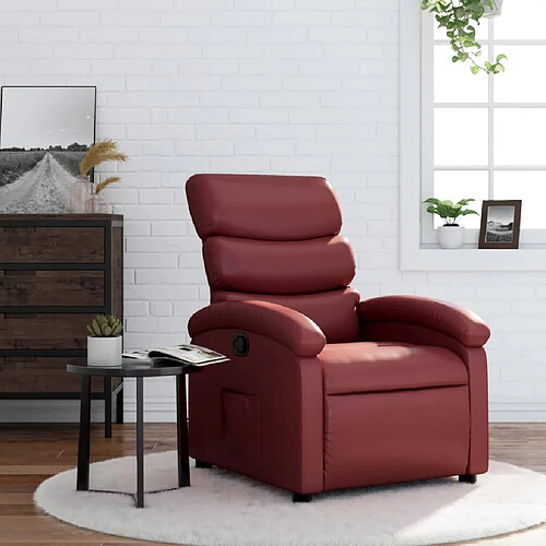 vidaXL Fauteuil inclinable Rouge bordeaux Similicuir