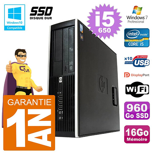 PC HP Compaq 8100 SFF i5-650 RAM 16Go SSD 960Go Graveur DVD Wifi W7 · Occasion