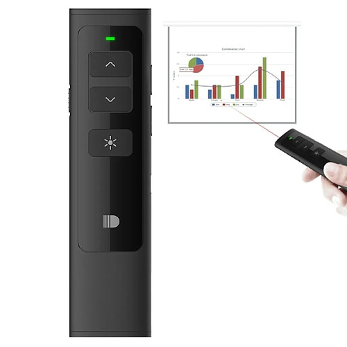 Wewoo Télécommande noir pour PowerPoint / Keynote / Prezi, Distance de contrôle: 100m 2.4GHz Rechargeable Présentation Pointeur Laser multifonction