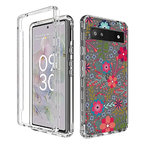 Coque en TPU anti-rayures pour votre Google Pixel 6a - fleur et feuille