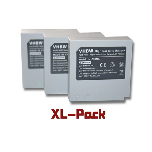 vhbw set de 3 batteries 700mAh pour caméscope Samsung VP-HMX10, VP-HMX10C, VP-HMX20, VP-HMX20C, VP-HMX10, VP-HMX08, VP-MX10 remplace BP-85ST