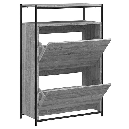 Maison Chic Armoire à chaussures | Meuble de rangement à chaussures Meuble d'Entrée sonoma gris 75x34x112 cm bois d'ingénierie -MN94972