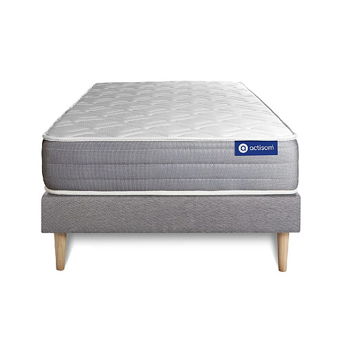 ACTISOM Ensemble matelas ACTIFLEX DREAM Ressorts ensachés et mémoire de forme 90x190 cm 5zones de confort + sommier KIT gris