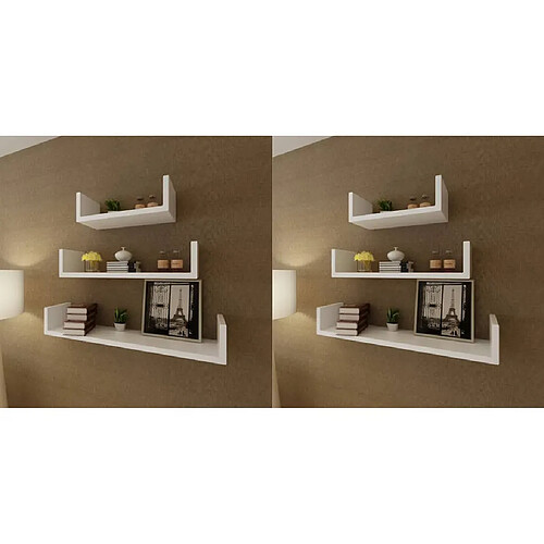 vidaXL Étagères murales 6 pcs Blanc