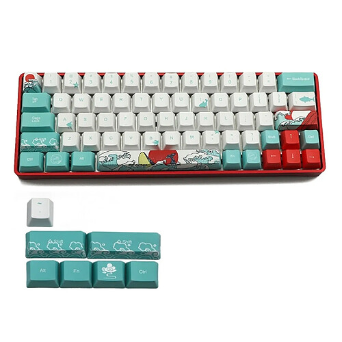 Universal Clavier mécanique à 71 touches Coral Chestnut Core Ukiyo-e Capuchon Colorant Sublimation OEM Archives Clavier GH60 XD64 DZ60 GK61 GK64 |