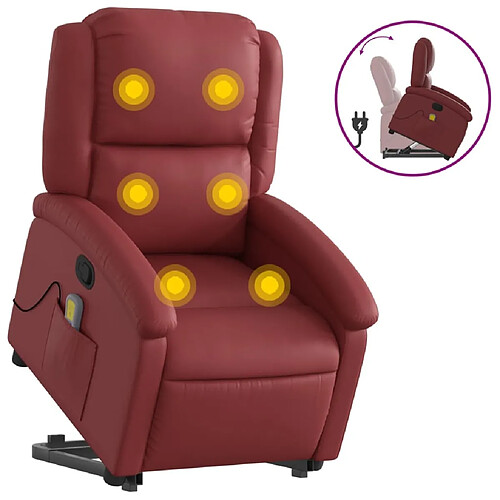 Maison Chic Fauteuil Relax pour salon, Fauteuil inclinable de massage Rouge bordeaux Similicuir -GKD18317