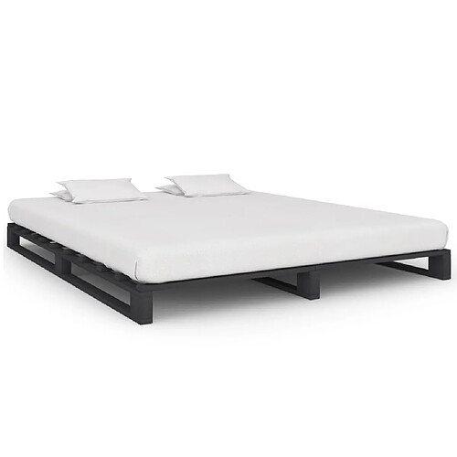 vidaXL Cadre de lit de palette sans matelas gris 200x200cm bois massif