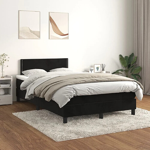 vidaXL Sommier à lattes de lit avec matelas Noir 120x200 cm Velours