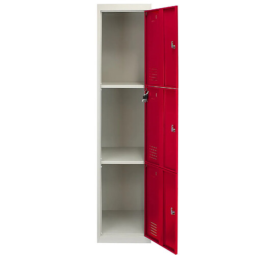 Monstershop Casiers Vestiaires Métalliques Rouge à 3 Portes livré à plat