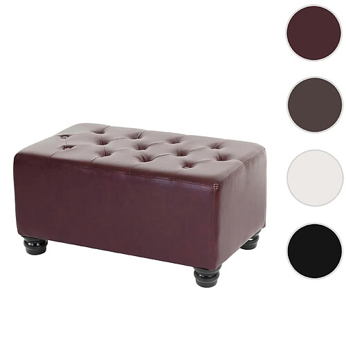 Mendler Pouf pour fauteuil de luxe relax Chesterfield, ottomane, 41x75x46cm similicuir ~ pieds ronds, brun rouge