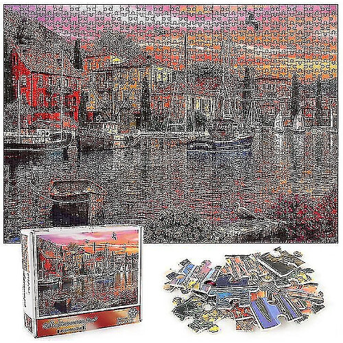 Universal Puzzle de la ville méditerranéenne, 1000 PCS Puzzle de décompression pédagogique