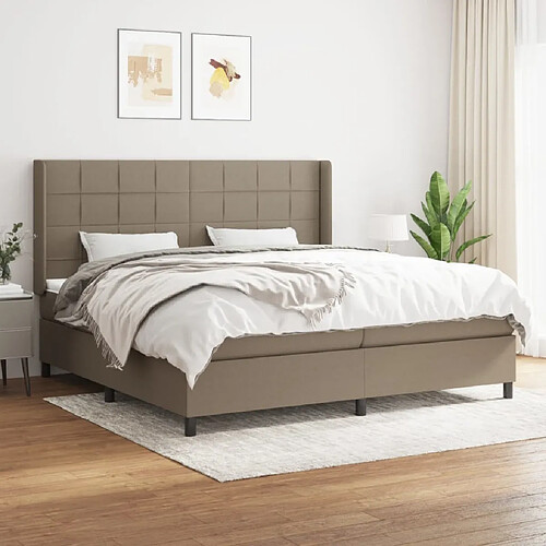 vidaXL Sommier à lattes de lit avec matelas Taupe 200x200 cm Tissu