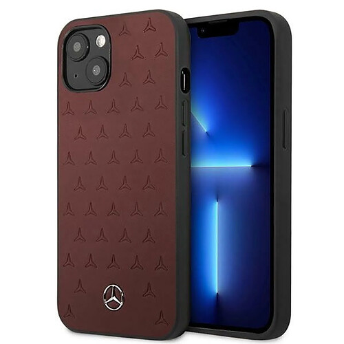 mercedes mehcp13mpsqre iphone 13 6,1" czerwony/rouge coque dur cuir stars pattern