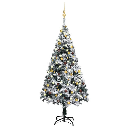 vidaXL Arbre de Noël artificiel pré-éclairé et boules vert 150 cm PVC