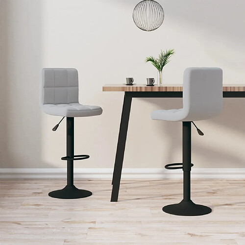 vidaXL Tabourets de bar lot de 2 gris clair velours