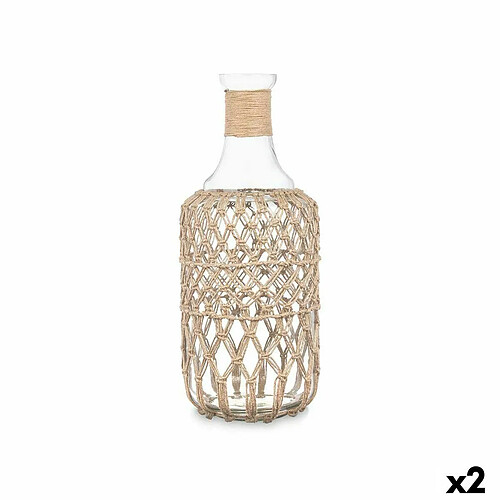 Gift Decor Bouteille Décorative Transparent Naturel verre Corde 19 x 48 cm (2 Unités)