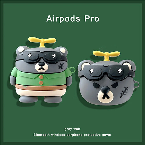 GUPBOO Airpods Coque Housse Étui Protecteur Compatible pour AirPods 3-société de dessin animé cicatrice ours filature bambou libellule