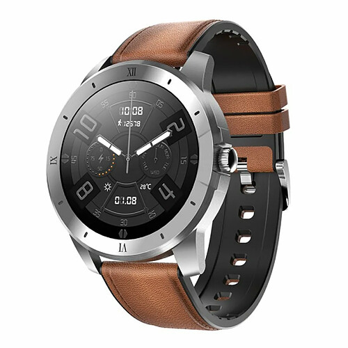 Montre Intelligente Bluetooth Appel Lecteur De Musique Bracelet De Sport Montre Intelligente Cadran Noir Ceinture En Cuir Noir