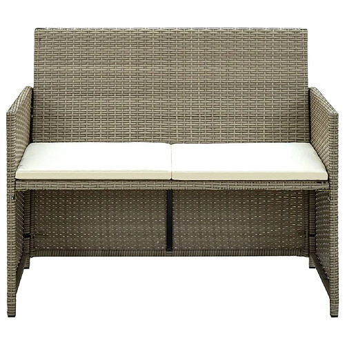 Maison Chic Canapé de jardin à 2 places avec coussins | Canapé d'extérieur | Fauteuil,Banquette Jardin Beige Résine tressée -MN19496