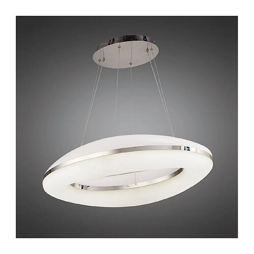 Luminaire Center Suspension Oakley 80W LED 3000K, 6400lm, chrome poli/acrylique givré