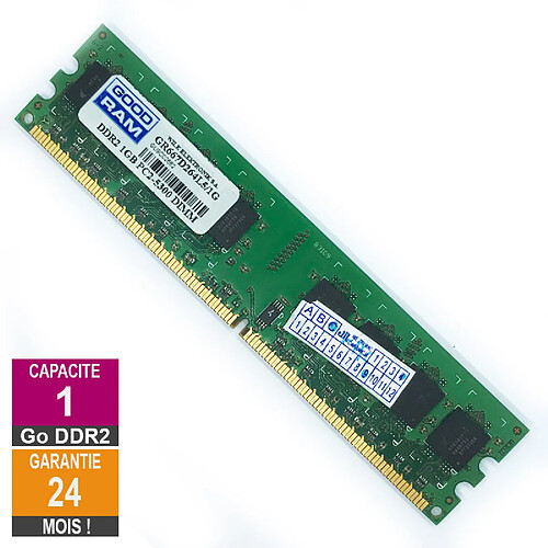 Barrette Mémoire 1Go RAM DDR2 GoodRam GR667D264L5/1G DIMM PC2-5300U 2Rx8 · Reconditionné