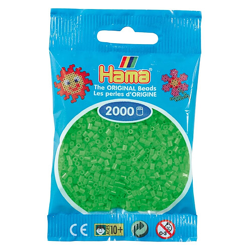 2 000 perles mini (petites perles Ø2,5 mm) vert fluorescent - Hama