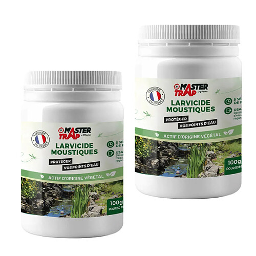 Anti-moustiques lot de 2 larvicides Moustiques - MASTER TRAP - Anti larves moustiques et mouches - jusqu'à 10 semaines - 2x100g