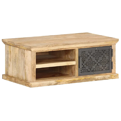 vidaXL Table basse avec porte 90x50x35 cm Bois de manguier solide