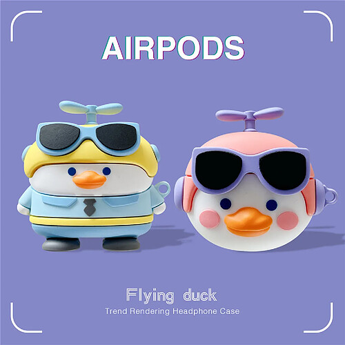 GUPBOO Airpods Coque Housse Étui Protecteur Compatible pour AirPods Pro-dessin animé de canard de lunettes de soleil libellule en bambou mignon