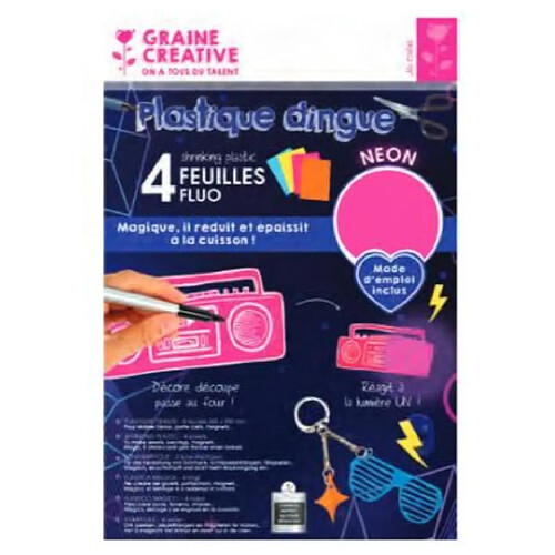 Graines Creatives Sachet 4 feuilles Plastique Dingue Fluo