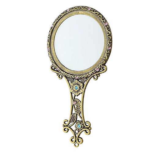 Miroir de maquillage portatif tenu dans la main de voyage à la maison de cadeau de filles de salon de bronze