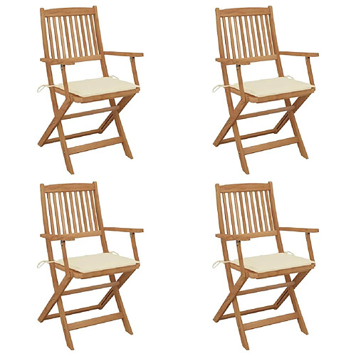 Maison Chic Lot de 4 Chaises pliables d'extérieur avec coussins | chaises de jardin | Fauteuil Relax Bois d'acacia -GKD69242