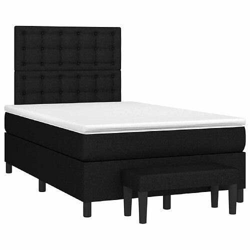 Maison Chic Lit adulte- Lit + matelas,Sommier à lattes de lit avec matelas noir 120x190 cm tissu -GKD83894