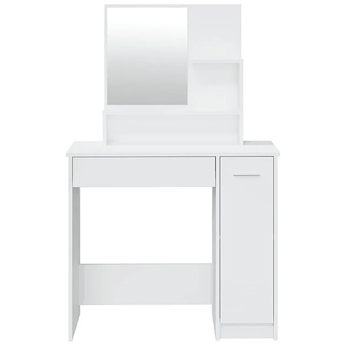 Helloshop26 Coiffeuse design contemporaine avec miroir 86,5 x 35 x 136 cm blanc brillant 02_0006394