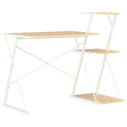 vidaXL Bureau avec étagère Blanc et chêne 116x50x93 cm