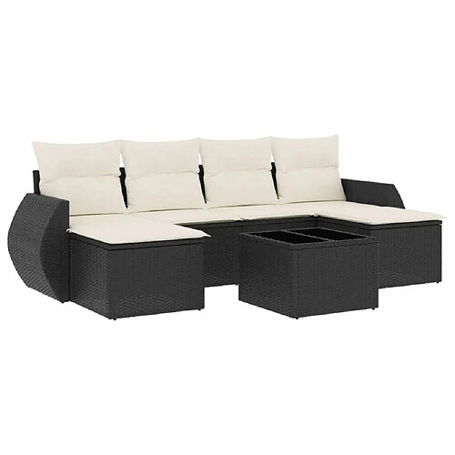 Maison Chic Ensemble Tables et chaises d'extérieur 7pcs avec coussins,Salon de jardin noir résine tressée -GKD417812