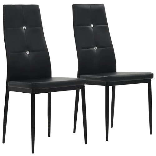 Decoshop26 Lot de 2 chaises de salle à manger cuisine design élégant synthétique noir CDS020827