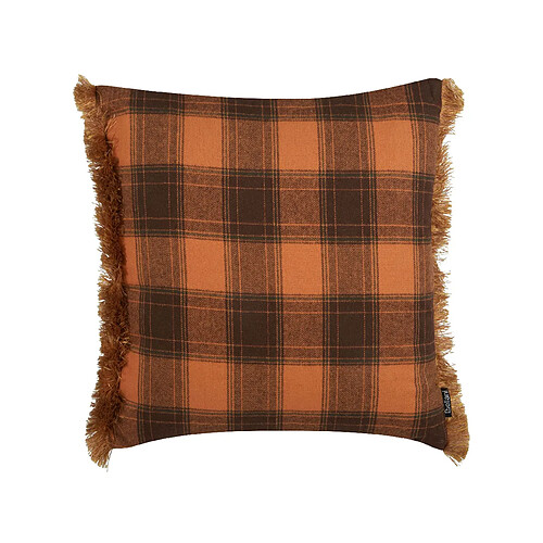 Beliani Coussin BARJA 45 x 45 cm À carreaux Orange