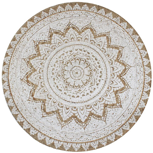 vidaXL Tapis Jute tressé imprimé 90 cm rond