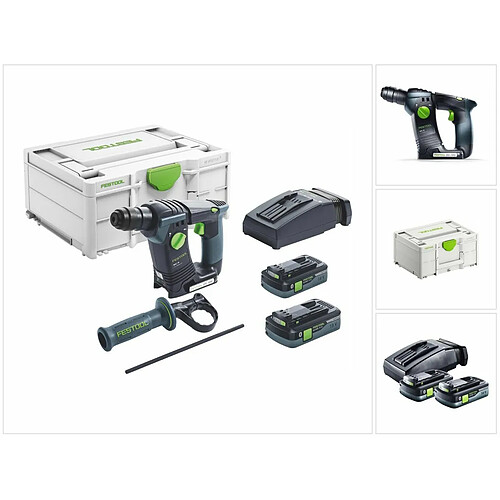 Festool BHC 18 HPC 4,0 I-Plus Perforateur sans fil 25 Nm 1,8 J SDS Plus Brushless 18V + 2x Batteries 4,0 Ah + Chargeur + Coffret Systainer (576513) (successeur de 575697)